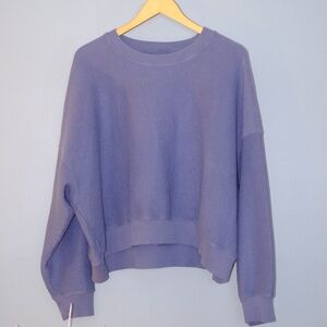 Aerie Oversized Corded Ribbed Crewneck Sweatshirt - Periwinkle Blue